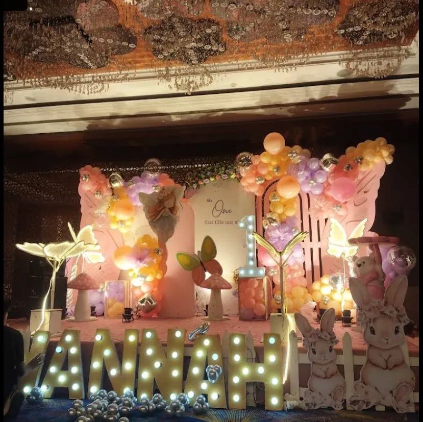 Butterfly Fairyland First Birthday setup by Decor Town, Jaipur